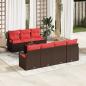 Preview: ARDEBO.de - Gartensofa-set 8 stk. 7-Sitzanzahl Beige und Rot Poly-Rattan