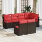 Preview: ARDEBO.de - Gartensofa-set 7 stk. Braun und Rot Poly-Rattan