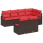Preview: Gartensofa-set 7 stk. Braun und Rot Poly-Rattan