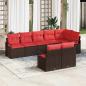 Preview: ARDEBO.de - Gartensofa-set 8 stk. Braun und Rot Poly-Rattan