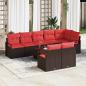 Preview: ARDEBO.de - Gartensofa-set 9 stk. Braun und Rot Poly-Rattan