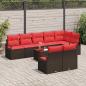 Preview: Gartensofa-set 9 stk. Braun und Rot Poly-Rattan