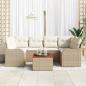 Preview: ARDEBO.de - Gartensofa-set 7 stk. Beige und Creme Poly-Rattan