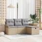 Preview: ARDEBO.de - Gartensofa-set 4 Stk. Beige und Hellgrau Poly-Rattan