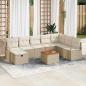 Preview: ARDEBO.de - Gartensofa-set 9 stk. Beige Poly Rattan