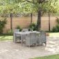 Preview: ARDEBO.de - Garten Essgruppe 5 Stk. Hellgrau Polt Rattan