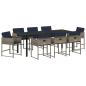 Preview: Garten Essgruppe 9 stk. Grau Poly-Rattan