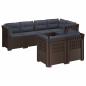Preview: 7-Sitzer Gartensofa mit Kissen Rattan-Look PP Braun