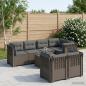 Preview: ARDEBO.de - 7-Sitzer Gartensofa mit Kissen Rattan-Look PP Hellgrau