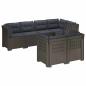 Preview: 7-Sitzer Gartensofa mit Kissen Rattan-Look PP Hellgrau