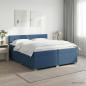 Preview: ARDEBO.de - Boxspringbett mit Matratze mit Kopfteil Blau 200 x 200 cm Stoff