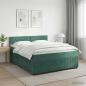 Preview: ARDEBO.de - Boxspringbett mit Matratze Dunkelgrün 140 x 190 cm Samt