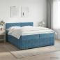 Preview: ARDEBO.de - Boxspringbett mit Matratze Dunkelblau 200 x 200 cm Samt