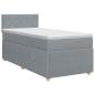 Preview: Boxspringbett mit Matratze Hellgrau 90 x 190 cm Stoff