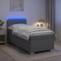 Preview: ARDEBO.de - Boxspringbett mit Matratze und LED Hellgrau 80 x 200 cm Stoff