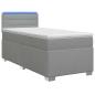 Preview: Boxspringbett mit Matratze und LED Hellgrau 80 x 200 cm Stoff