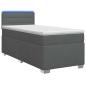 Preview: Boxspringbett mit Matratze und LED Dunkelgrau 80 x 200 cm Stoff