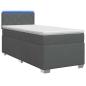 Preview: Boxspringbett mit Matratze und LED Dunkelgrau 90 x 190 cm Stoff