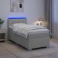 Preview: ARDEBO.de - Boxspringbett mit Matratze und LED Hellgrau 90 x 200 cm Stoff