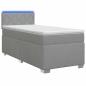 Preview: Boxspringbett mit Matratze und LED Hellgrau 90 x 200 cm Stoff