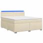 Preview: ARDEBO.de - Boxspringbett mit Matratze und LED Creme 140 x 190 cm Stoff