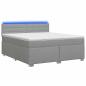 Preview: Boxspringbett mit Matratze und LED Hellgrau 140 x 200 cm Stoff