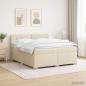 Preview: ARDEBO.de - Boxspringbett mit Matratze und LED Creme 140 x 200 cm Stoff