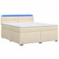 Preview: Boxspringbett mit Matratze und LED Creme 140 x 200 cm Stoff