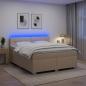 Preview: Boxspringbett mit Matratze und LED Creme 140 x 200 cm Stoff