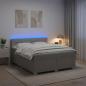 Preview: ARDEBO.de - Boxspringbett mit Matratze und LED Hellgrau 160 x 200 cm Stoff