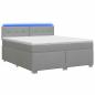 Preview: Boxspringbett mit Matratze und LED Hellgrau 160 x 200 cm Stoff