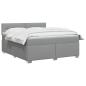 Preview: Boxspringbett mit Matratze und LED Hellgrau 160 x 200 cm Stoff