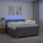 Preview: ARDEBO.de - Boxspringbett mit Matratze und LED Hellgrau 200 x 200 cm Stoff