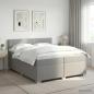 Preview: Boxspringbett mit Matratze und LED Hellgrau 200 x 200 cm Stoff