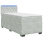 Preview: Boxspringbett mit Matratze und LED Hellgrau 90 x 200 cm Samt