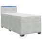 Preview: Boxspringbett mit Matratze und LED Hellgrau 90 x 200 cm Samt