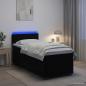 Preview: ARDEBO.de - Boxspringbett mit Matratze und LED Schwarz 100 x 200 cm Samt