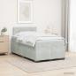 Preview: ARDEBO.de - Boxspringbett mit Matratze und LED Hellgrau 120 x 200 cm Samt