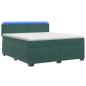 Preview: Boxspringbett mit Matratze und LED Dunkelgrün 140 x 190 cm Samt