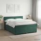 Preview: ARDEBO.de - Boxspringbett mit Matratze und LED Dunkelgrün 140 x 200 cm Samt