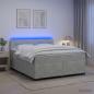 Preview: ARDEBO.de - Boxspringbett mit Matratze und LED Hellgrau 140 x 200 cm Samt