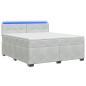 Preview: Boxspringbett mit Matratze und LED Hellgrau 160 x 200 cm Samt