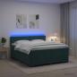 Preview: ARDEBO.de - Boxspringbett mit Matratze und LED Dunkelgrün 200 x 200 cm Samt