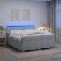 Preview: Boxspringbett mit Matratze und LED Hellgrau 200 x 200 cm Samt