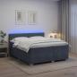 Preview: ARDEBO.de - Boxspringbett mit Matratze und LED Dunkelgrau 200 x 200 cm Samt