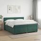 Preview: ARDEBO.de - Boxspringbett mit Matratze und LED Dunkelgrün 200 x 200 cm Samt