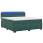 Preview: Boxspringbett mit Matratze und LED Dunkelgrün 200 x 200 cm Samt