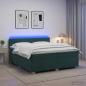 Preview: Boxspringbett mit Matratze und LED Dunkelgrün 200 x 200 cm Samt