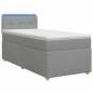 Preview: Boxspringbett mit Matratze und LED Hellgrau 90 x 190 cm Stoff