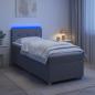 Preview: Boxspringbett mit Matratze und LED Hellgrau 90 x 190 cm Stoff